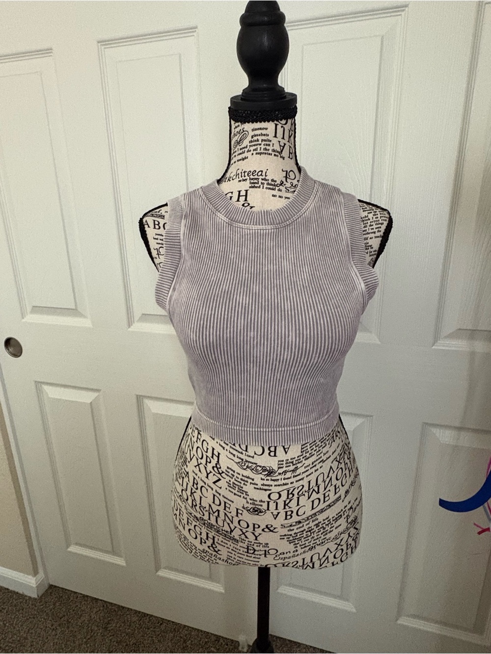 Zenana Ribbed Sleeveless Crop Top - Grey